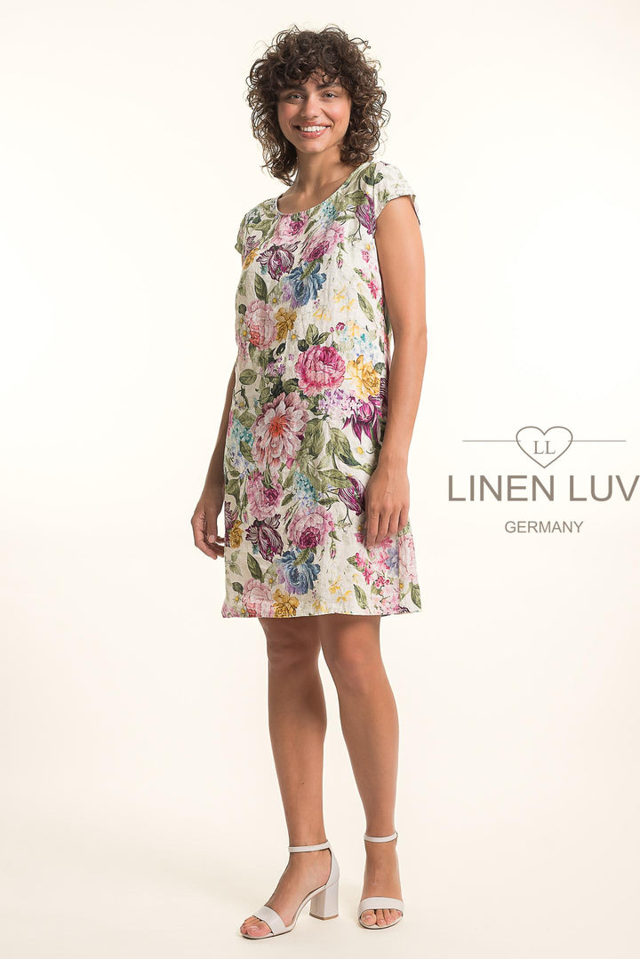 French Linen Classic Sheath Dress Print