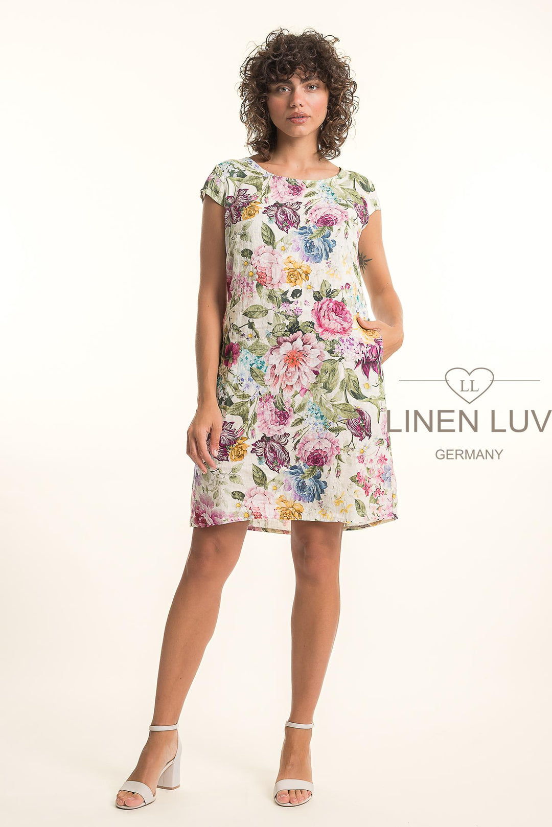 French Linen Classic Sheath Dress Print