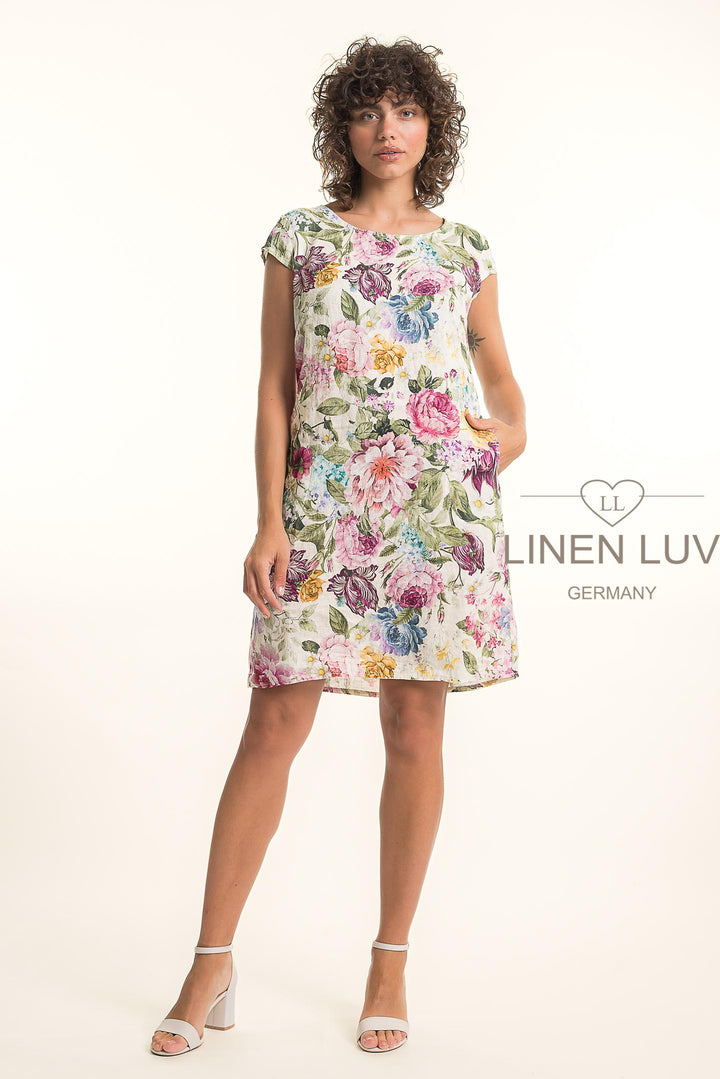 French Linen Classic Sheath Dress Print