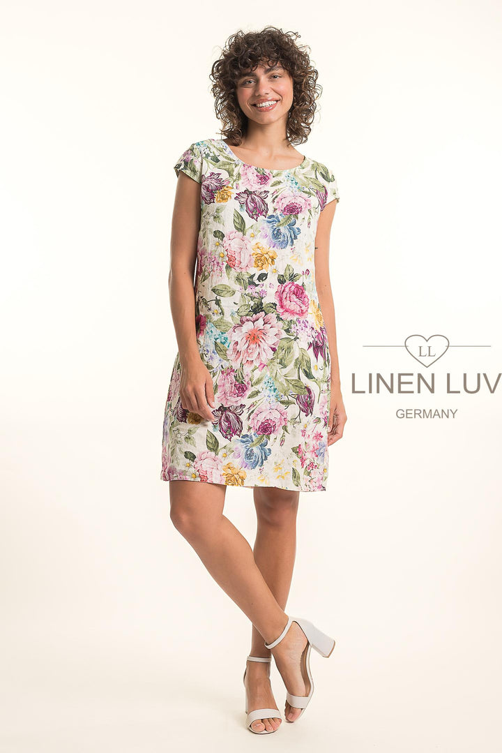 French Linen Classic Sheath Dress Print