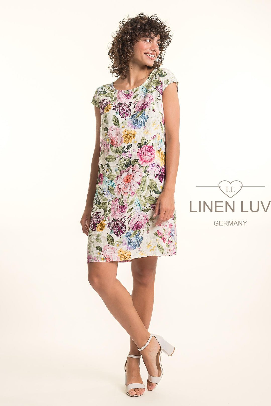 French Linen Classic Sheath Dress Print