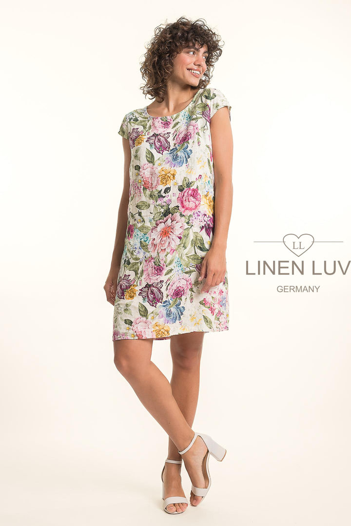 French Linen Classic Sheath Dress Print
