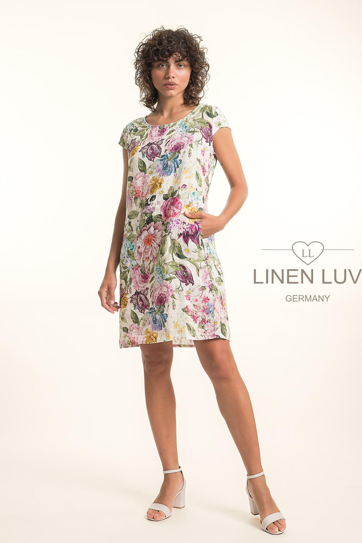 French Linen Classic Sheath Dress Print