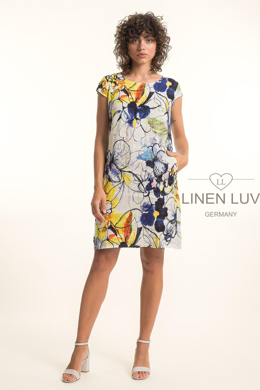 French Linen Classic Sheath Dress Print