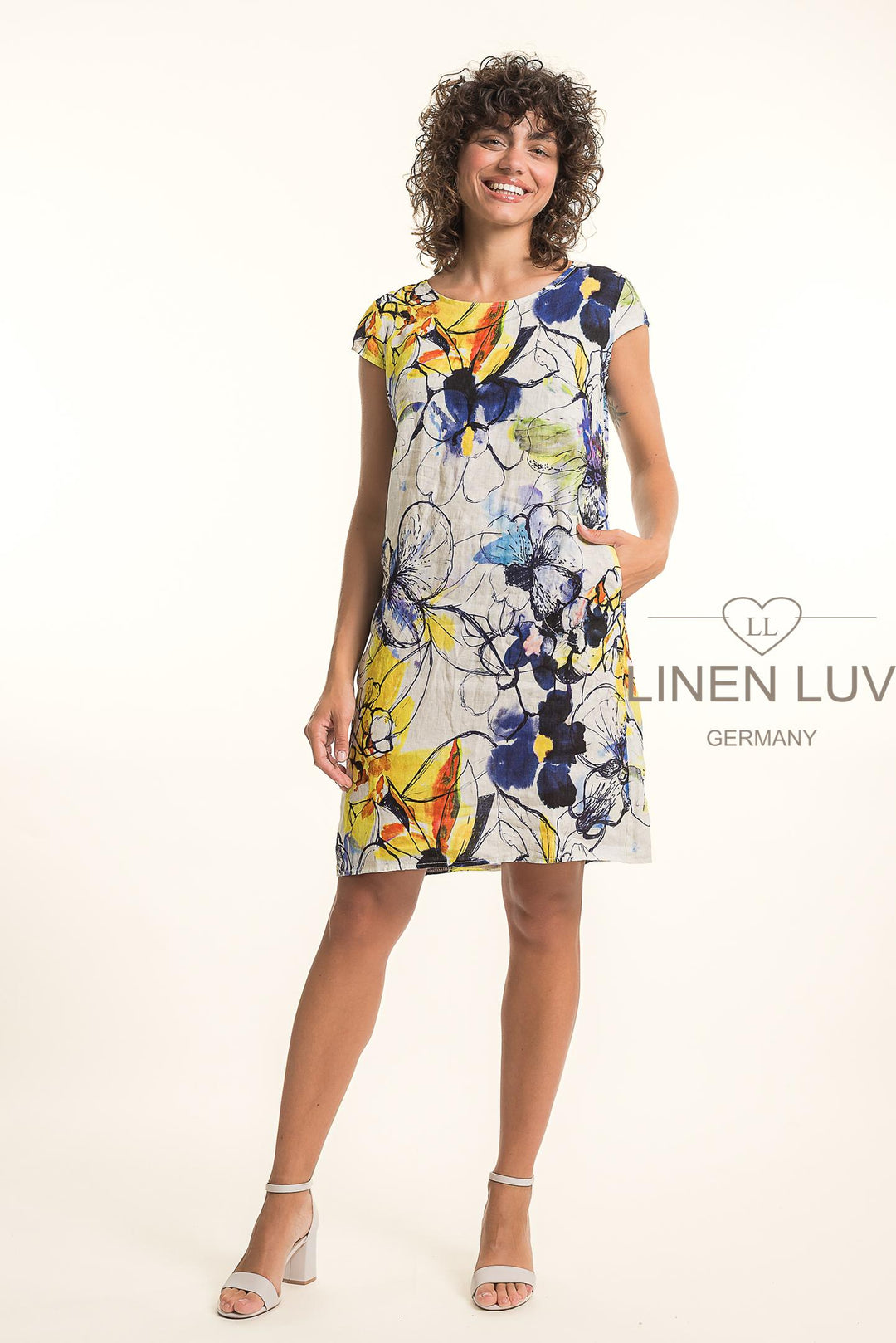 French Linen Classic Sheath Dress Print