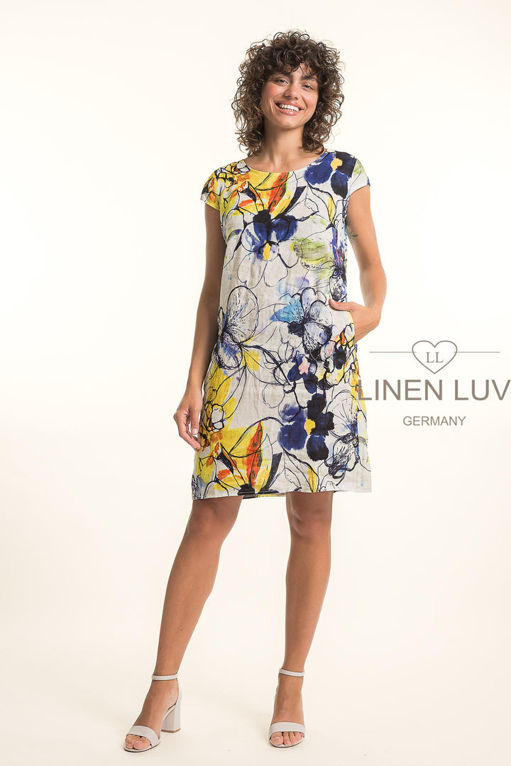 French Linen Classic Sheath Dress Print