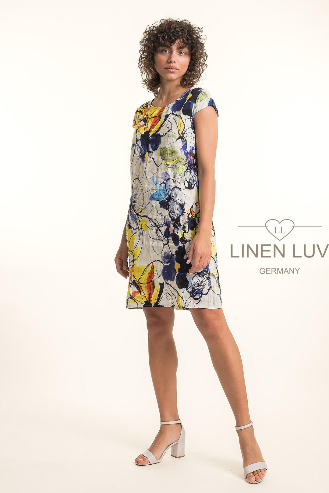 French Linen Classic Sheath Dress Print