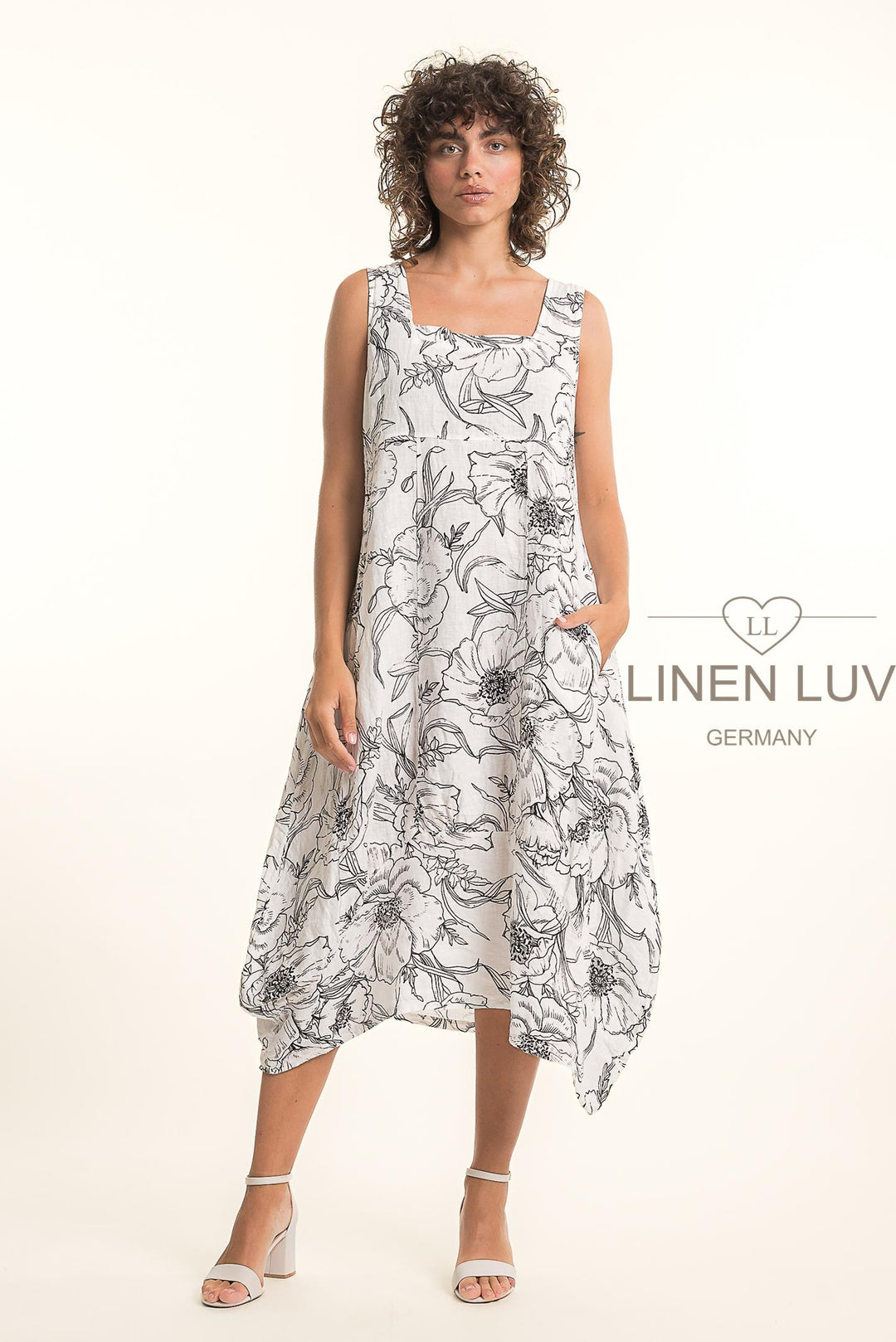 French Linen Tea Dress With Pockets - Breathable Naturals | Glam & Fame Clothing