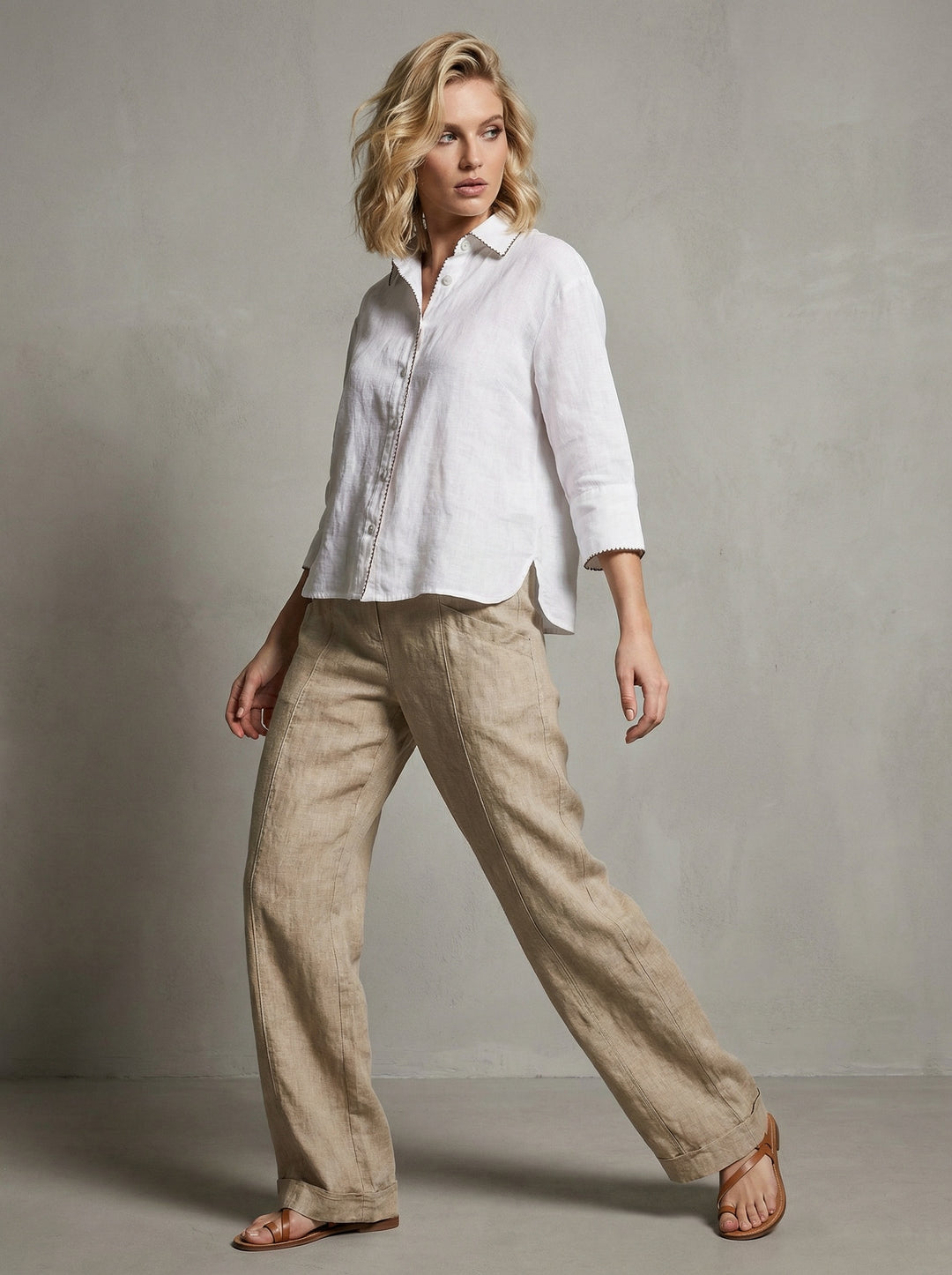 French Linen Shirt Trim Accent