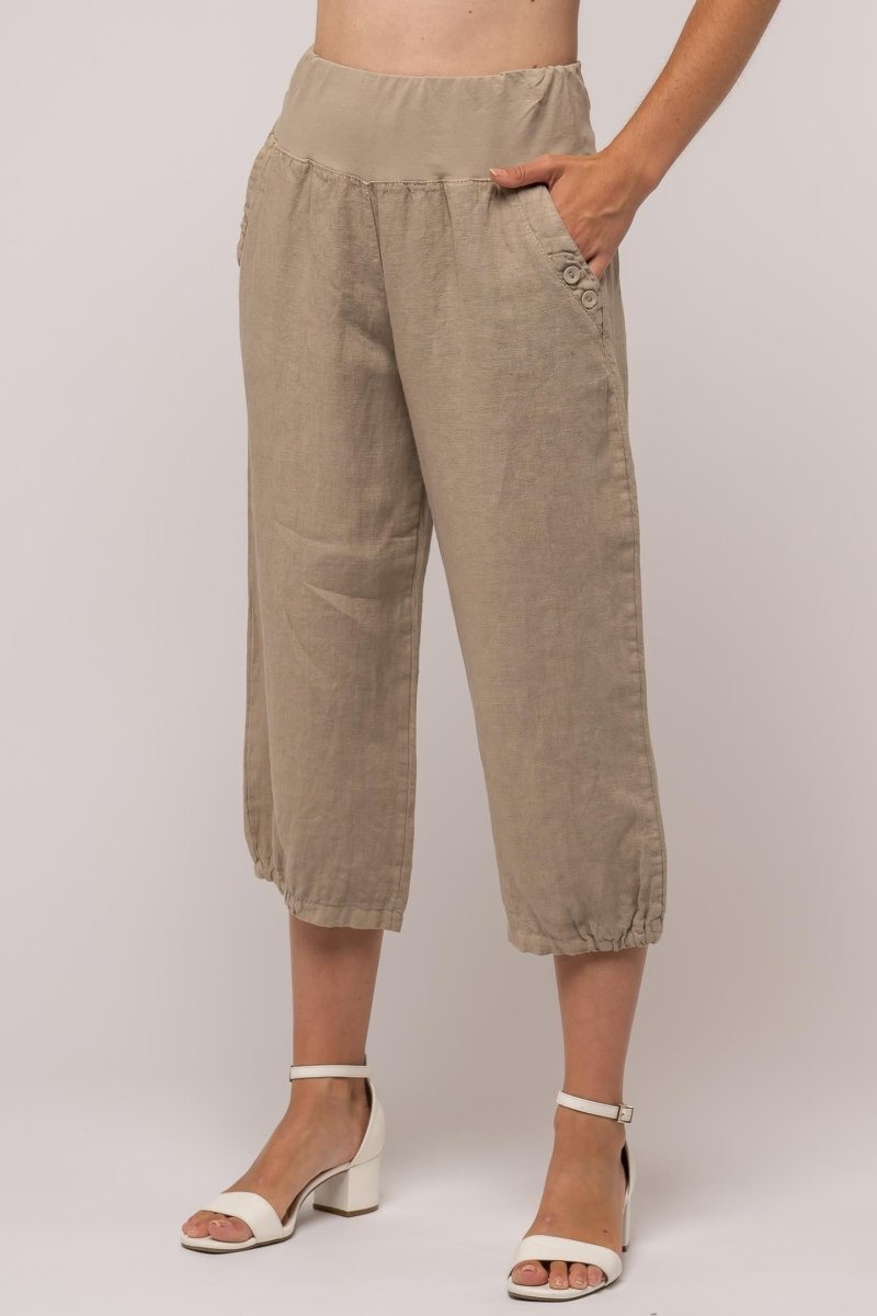 French Linen Capri Heavy Gauge - Breathable Naturals | Glam & Fame Clothing