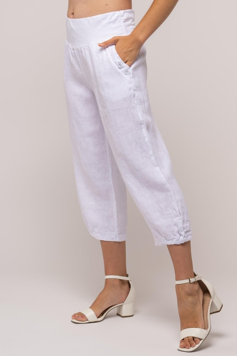 French Linen Capri Heavy Gauge - Breathable Naturals | Glam & Fame Clothing