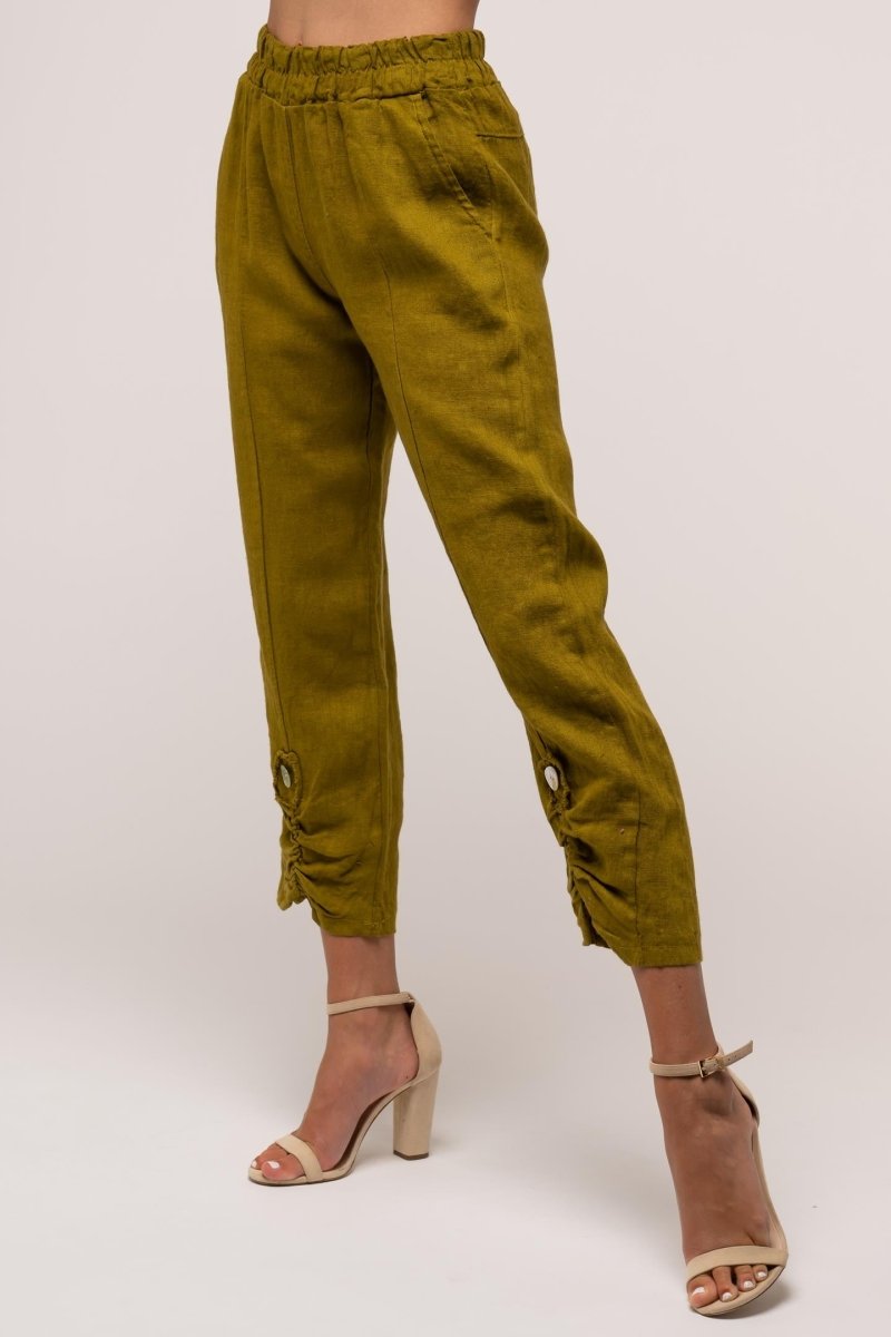 French Linen Crop Pant Premium Woven - Breathable Naturals | Glam & Fame Clothing