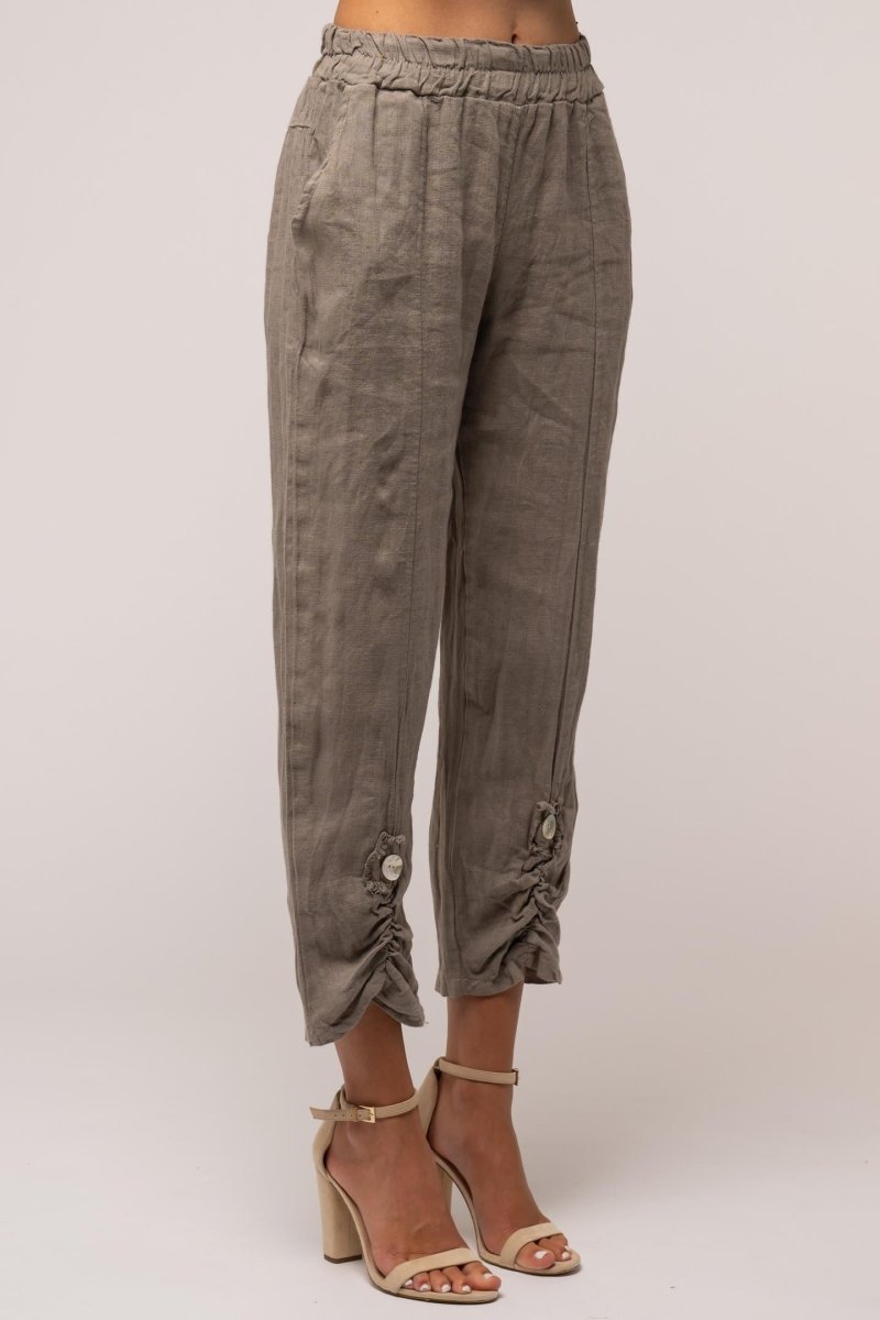 French Linen Crop Pant Premium Woven - Breathable Naturals | Glam & Fame Clothing