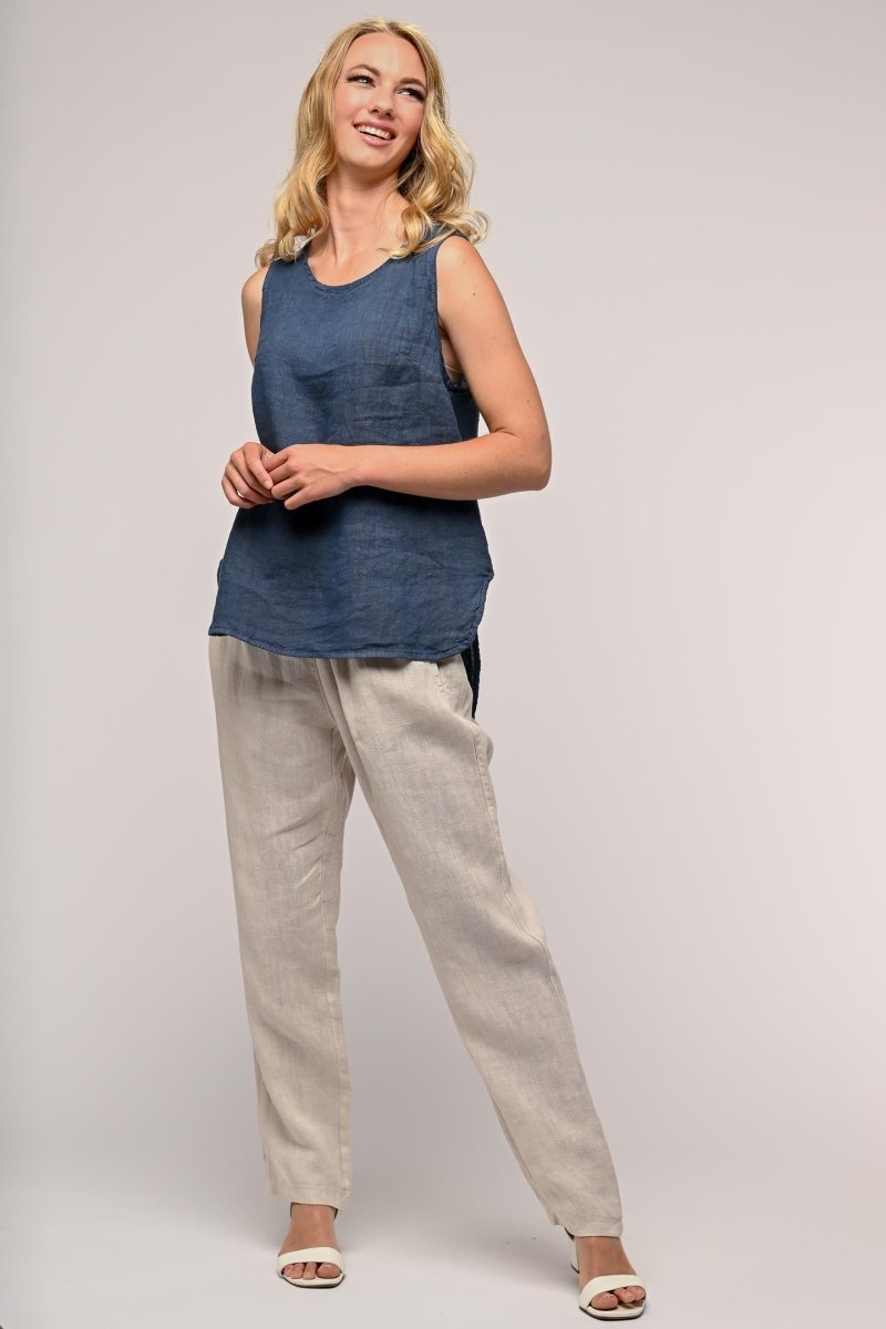 French Linen Hi-Lo Tank - Breathable Naturals | Glam & Fame Clothing