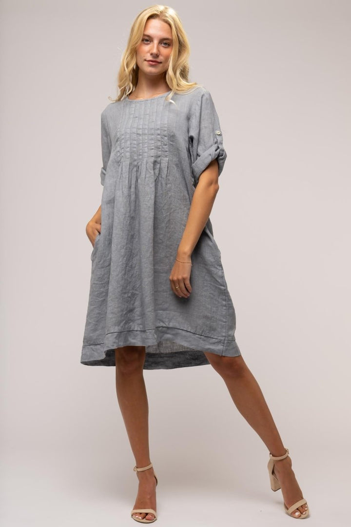 French Linen Shift Dress With Pockets - Breathable Naturals | Glam & Fame Clothing