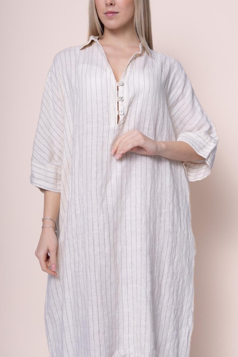 Linen Dress - OS13694-9 - Breathable Naturals | Glam & Fame Clothing