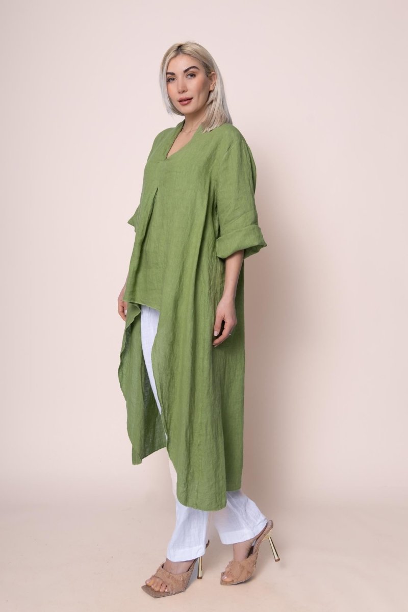 Linen Tunic - OS6841-207 - Breathable Naturals | Glam & Fame Clothing