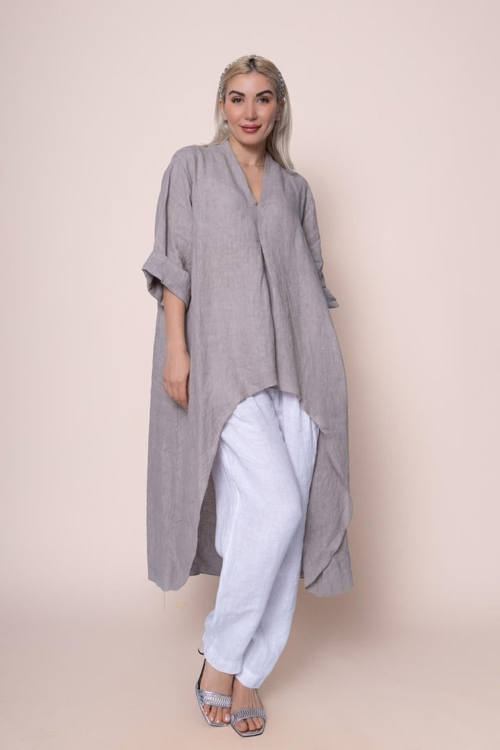 Linen Tunic - OS6841-40 - Breathable Naturals | Glam & Fame Clothing