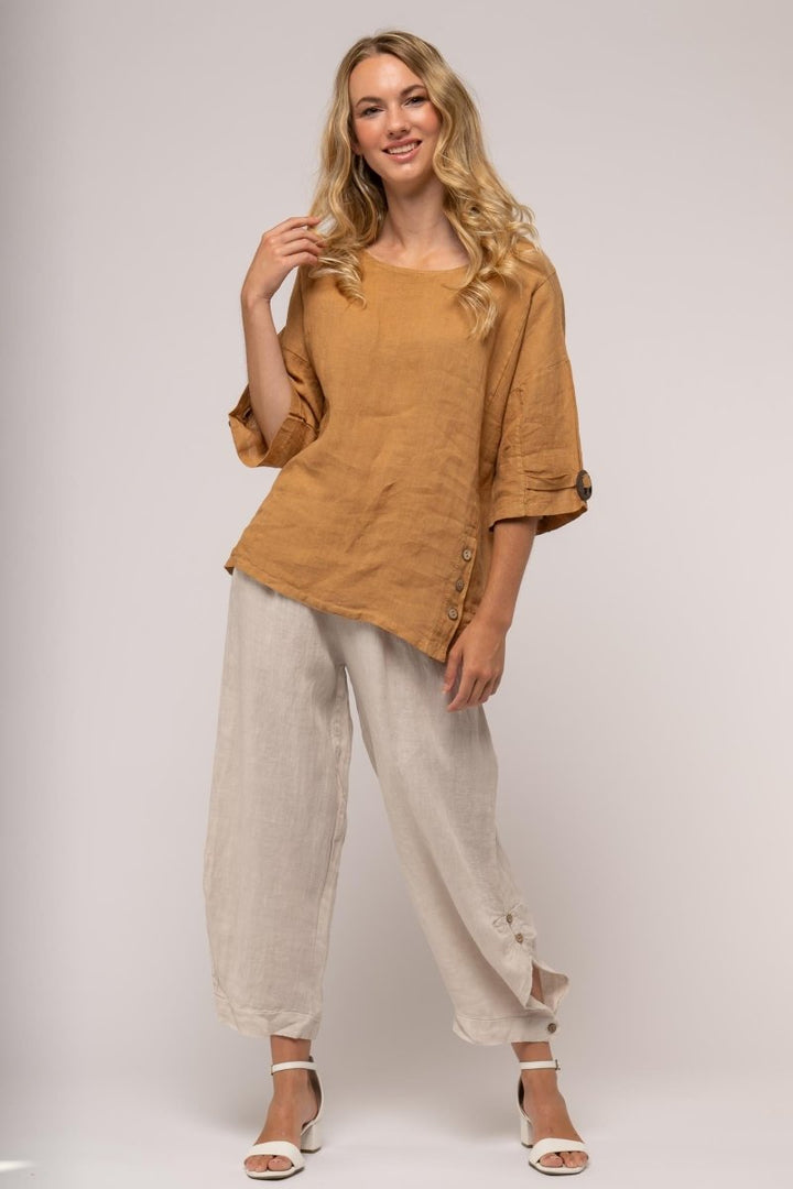 Premium French Linen Blouse - Breathable Naturals | Glam & Fame Clothing