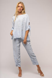 Premium French Linen Blouse Embellished - Breathable Naturals | Glam & Fame Clothing