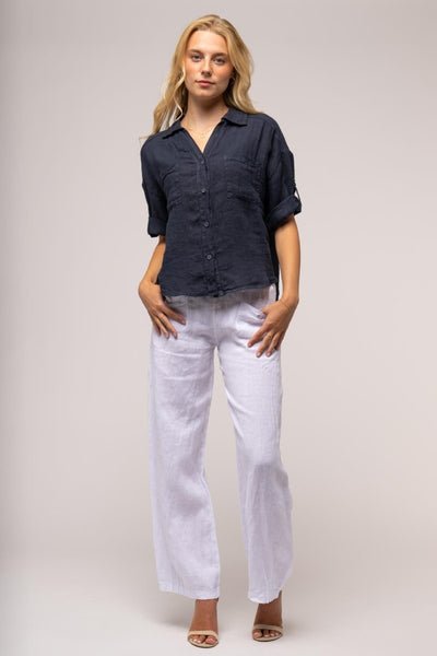 Premium French Linen Crop Shirt - Breathable Naturals | Glam & Fame Clothing