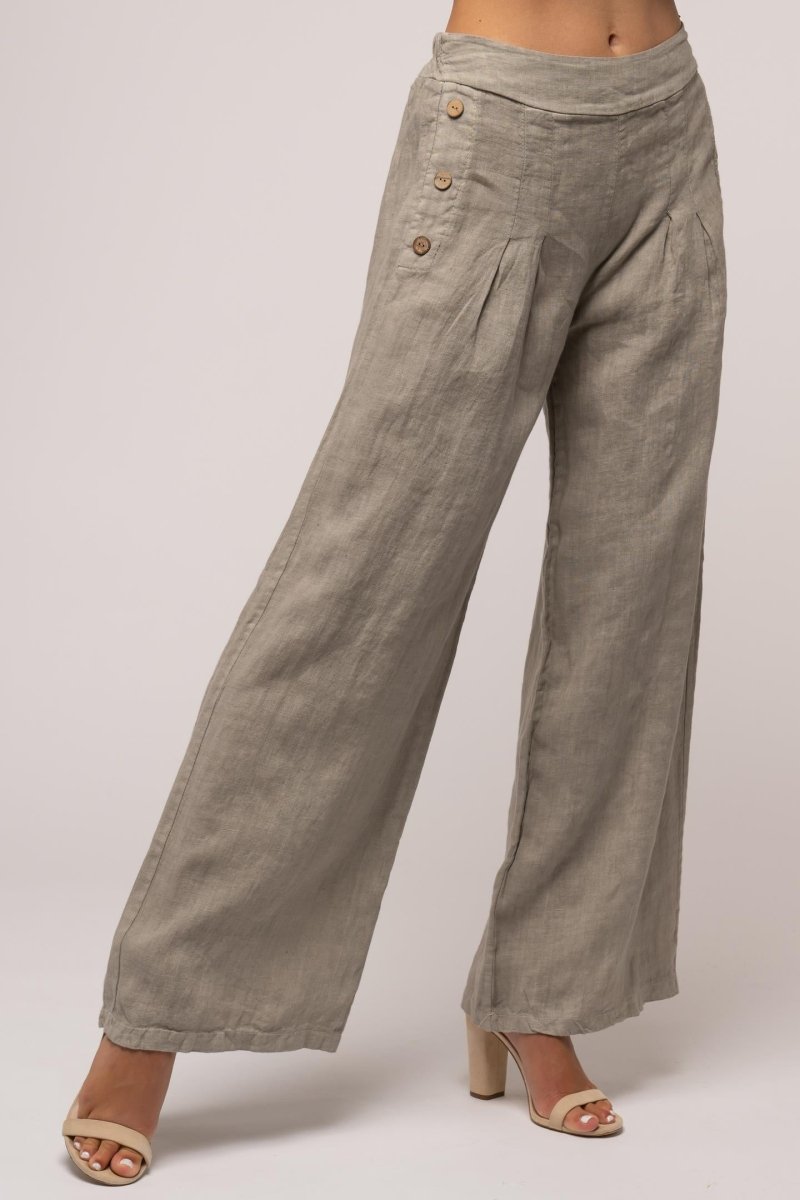 Premium French Linen Pant Pleat Accents