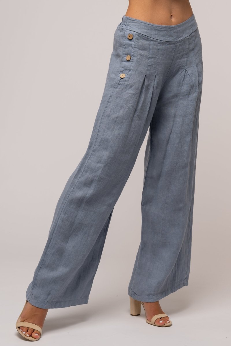 Premium French Linen Pant Pleat Accents