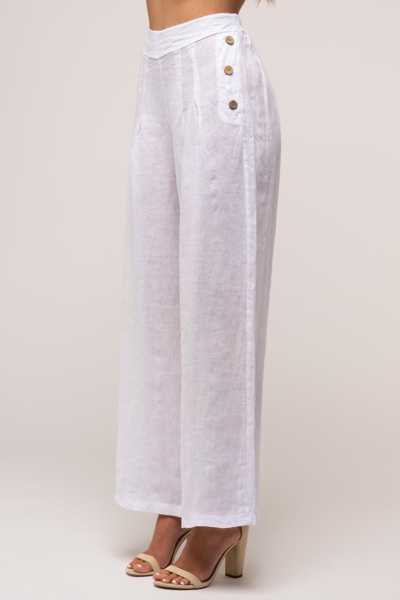 Premium French Linen Pant Pleat Accents - Breathable Naturals | Glam & Fame Clothing