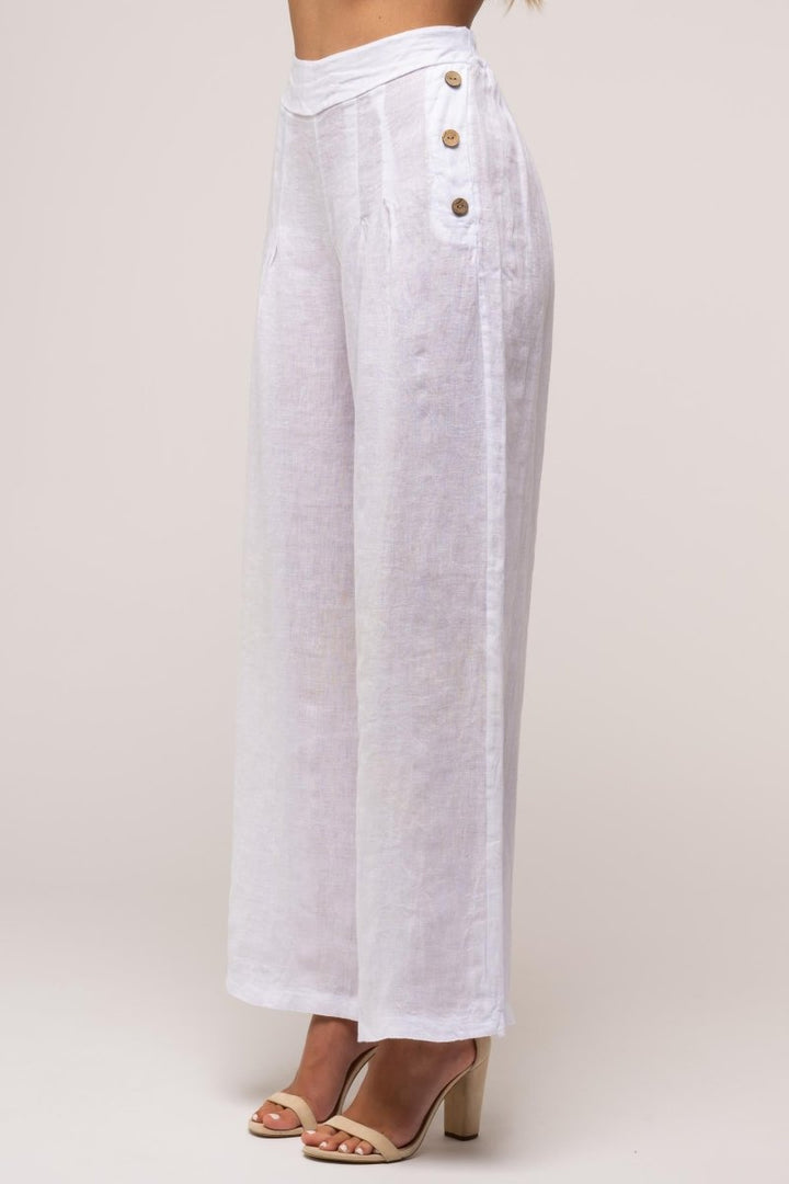 Premium French Linen Pant Pleat Accents - Breathable Naturals | Glam & Fame Clothing