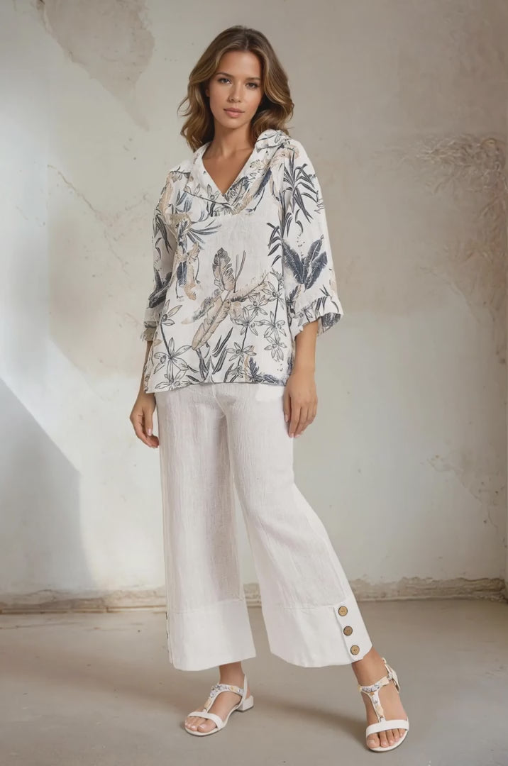Premium French Linen Blouse Print
