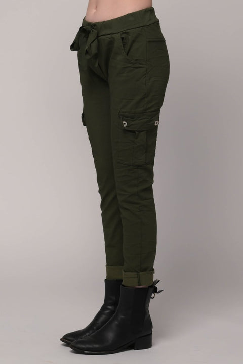 Euro Cargo Crushed Travel Pant - Breathable Naturals | Glam & Fame Clothing