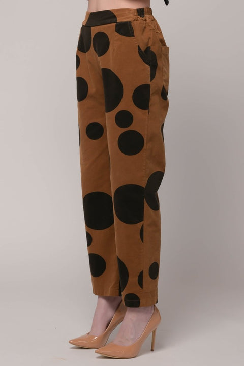 Euro Cotton Corduroy Pant Spots Print - Breathable Naturals | Glam & Fame Clothing