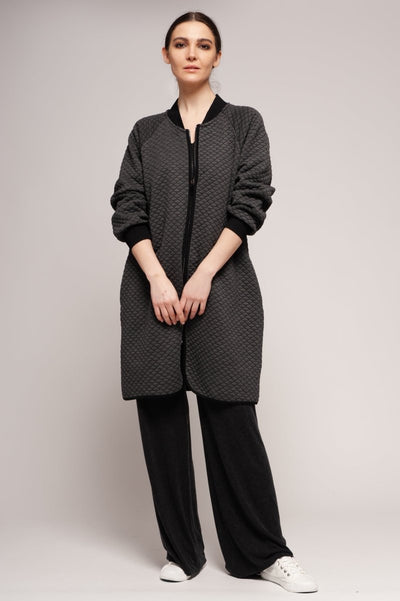 Euro Diamond Quilt Zip Up Coat - Breathable Naturals | Glam & Fame Clothing