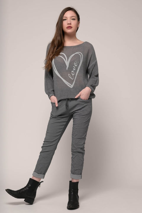 Euro Heart Love Knit Top - Breathable Naturals | Glam & Fame Clothing