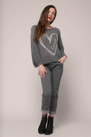 Euro Heart Love Knit Top - Breathable Naturals | Glam & Fame Clothing