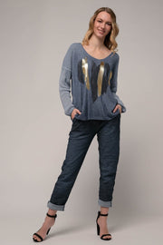 Euro Knit Gold Heart Top