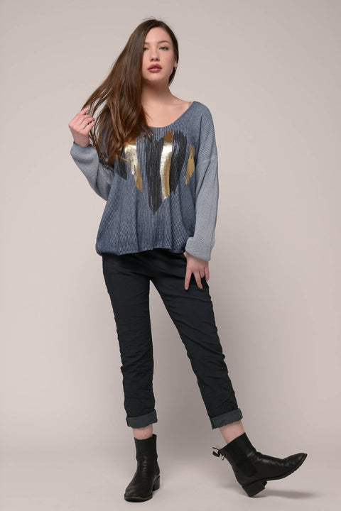 Euro Knit Gold Heart Top