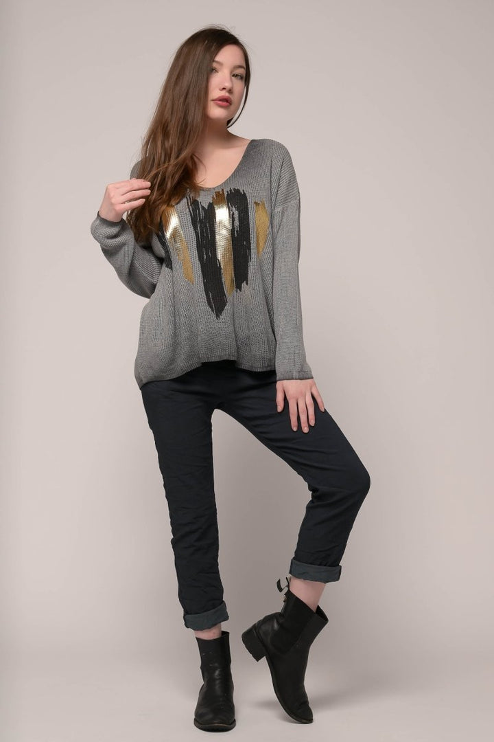 Euro Knit Gold Heart Top