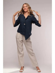 Euro Linen Bolero Asymmetric Jacket - Breathable Naturals | Glam & Fame Clothing