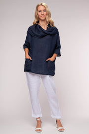 Euro Linen Cowl Relaxed Top - Breathable Naturals | Glam & Fame Clothing