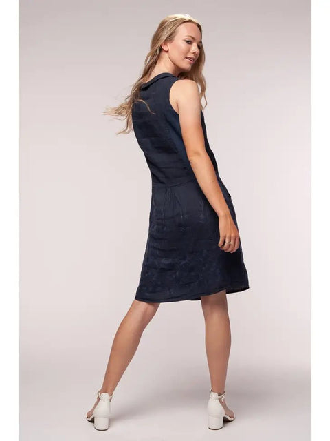 Euro Linen Embroidered Sheath Dress - Breathable Naturals | Glam & Fame Clothing