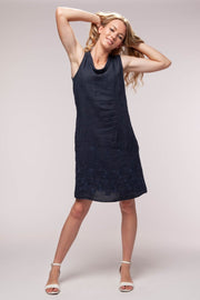 Euro Linen Embroidered Sheath Dress - Breathable Naturals | Glam & Fame Clothing