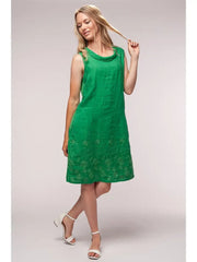 Euro Linen Embroidered Sheath Dress - Breathable Naturals | Glam & Fame Clothing