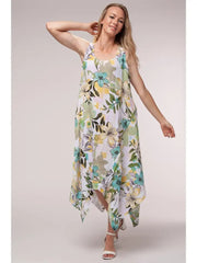 Euro Linen Floral Midi Dress - Breathable Naturals | Glam & Fame Clothing