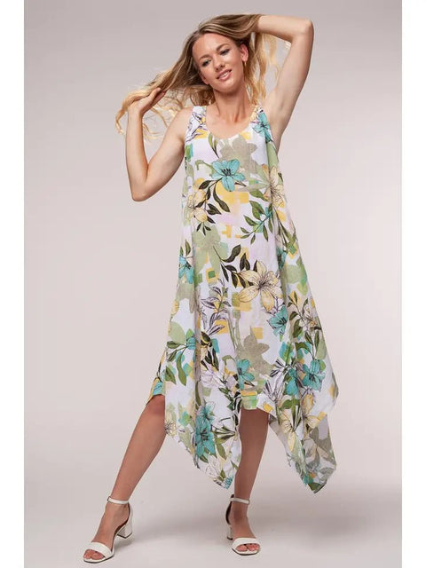 Euro Linen Floral Midi Dress - Breathable Naturals | Glam & Fame Clothing