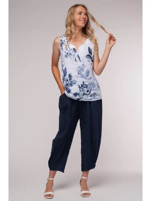 Euro Linen Floral Print Top - Breathable Naturals | Glam & Fame Clothing