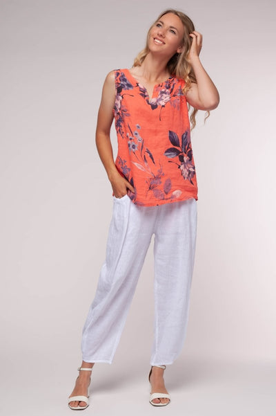 Euro Linen Floral Print Top - Breathable Naturals | Glam & Fame Clothing