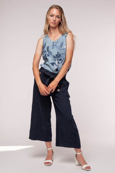 Euro Linen Floral Print Top - Breathable Naturals | Glam & Fame Clothing