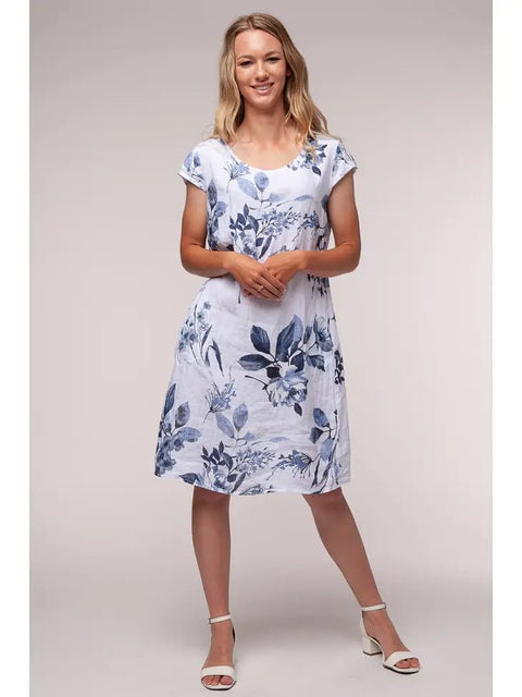 Euro Linen Floral Sheath Dress - Breathable Naturals | Glam & Fame Clothing