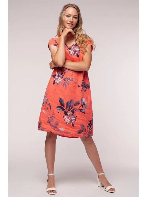 Euro Linen Floral Sheath Dress - Breathable Naturals | Glam & Fame Clothing